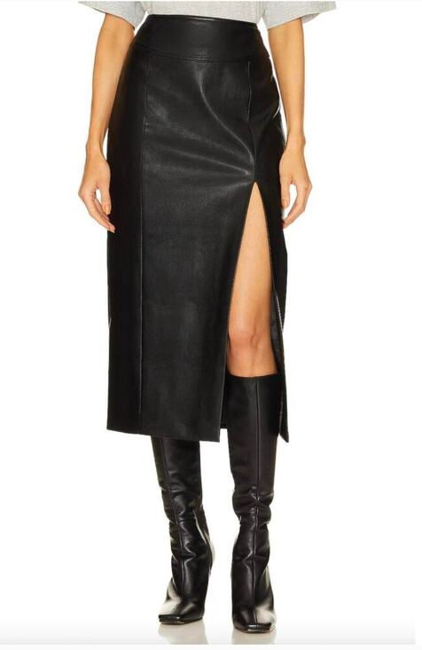 Bardot Dresses & Skirts - Bardot Dante Black Faux Leather Midi Skirt Size S Capsule Wardrobe
